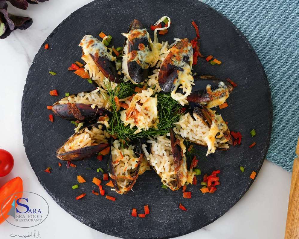 محار مع الجبنة و الارز