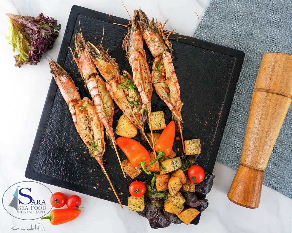 جمبري جامبو مشوي مع الاعشاب