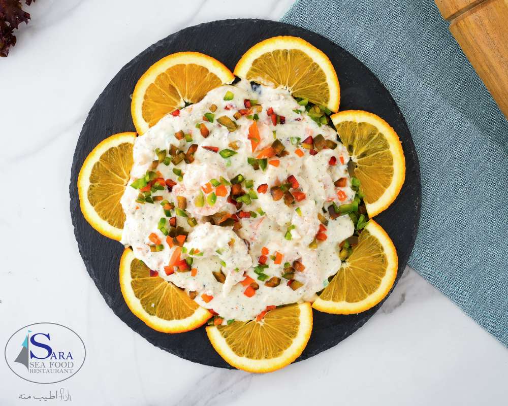 جمبري مشوي مع الصوص الابيض